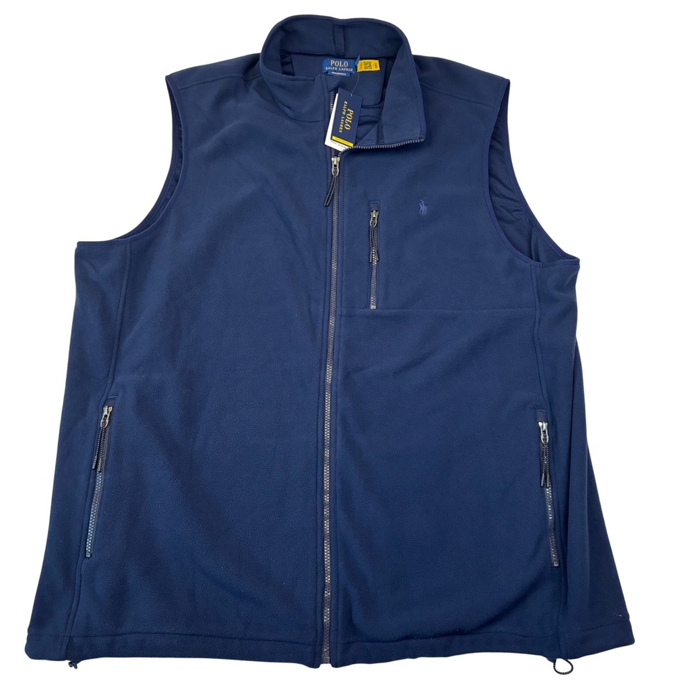 Polo Ralph Lauren Vest Mens 3XLT Navy Blue Performance Fleece Full Zip NWT
